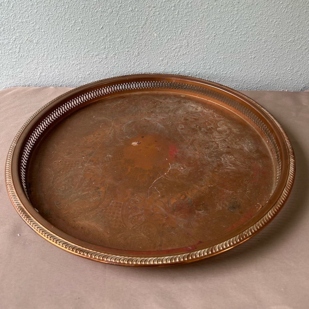 Vintage 18in CopperCraft Guild Copper Serving Tray Decor